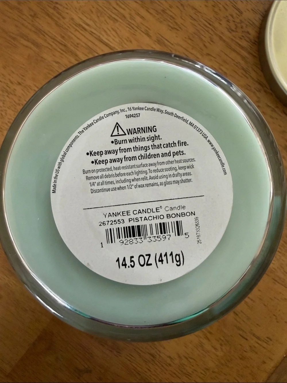 Yankee Candle 3 wick Pistachio Bonbon New